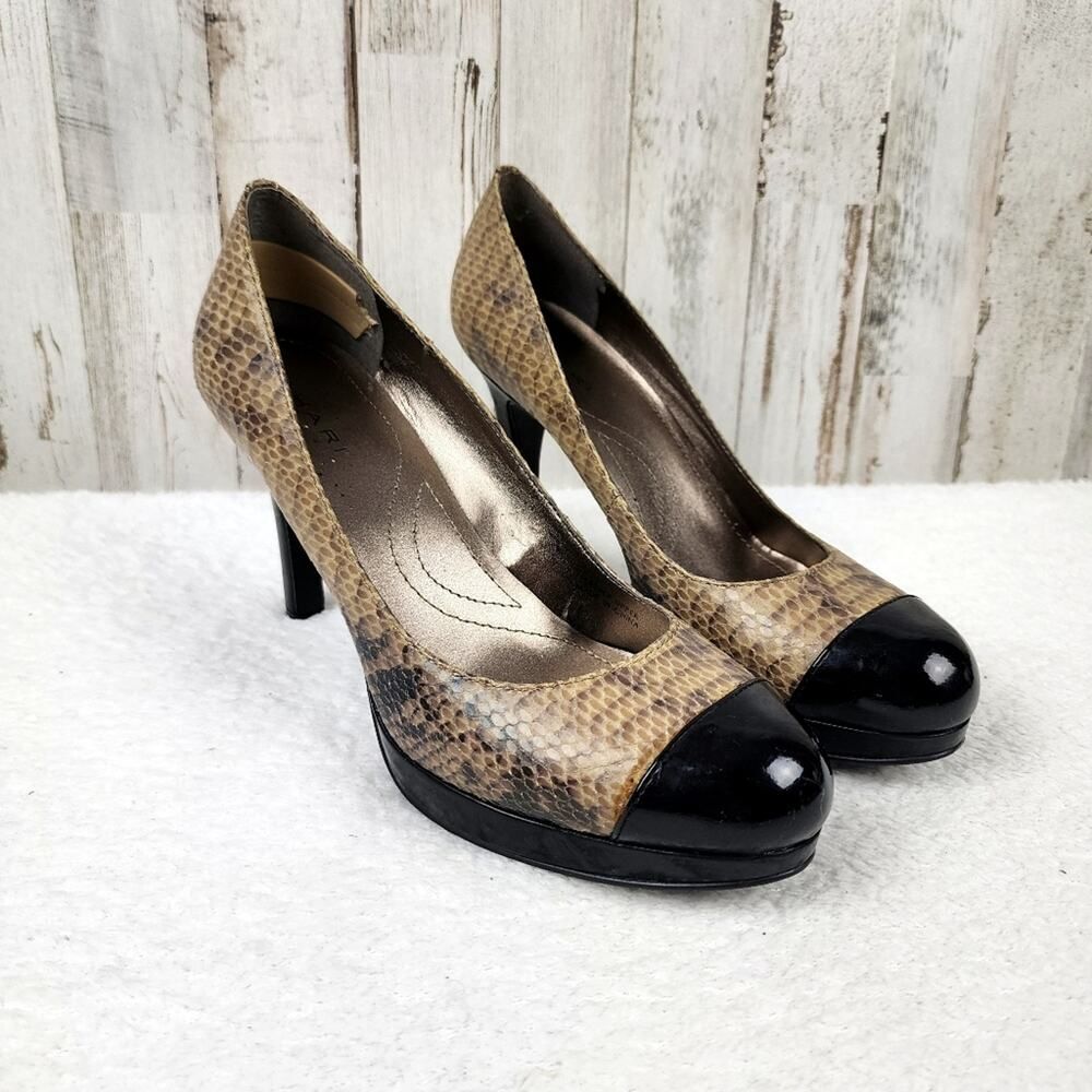 Tahari Leather Laura Pump Heels Snakeskin Size 6.5